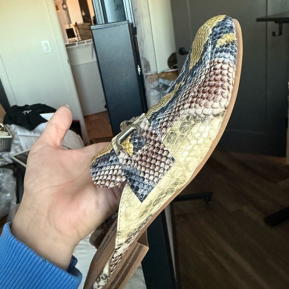 Steve Madden Snakeskin Pattern Loafers with Metal Bit - Picture 5 of 9